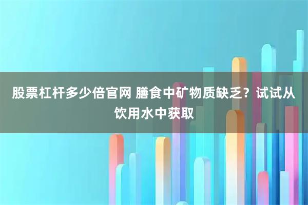 股票杠杆多少倍官网 膳食中矿物质缺乏？试试从饮用水中获取
